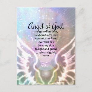 Angel of God Prayer Beautiful Colourful Watercolor Postcard