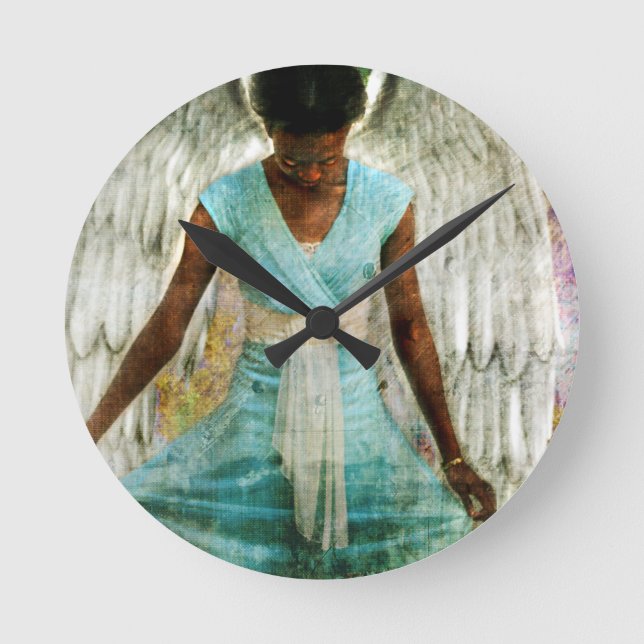 Angel of Gratitude Round Clock (Front)