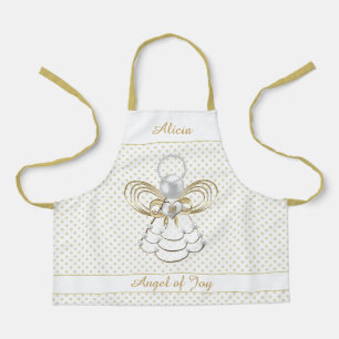 Angel of Joy Gold Filigree Christmas Gold Dots Apron