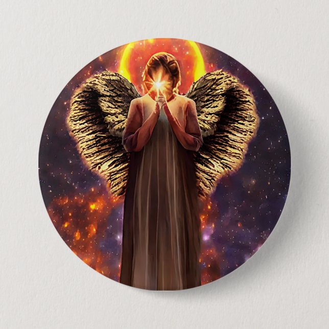 Angel Of Love And light Original Fantasy Art 7.5 Cm Round Badge (Front)