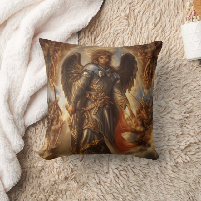 Angel Of Protection In Watercolor Armour Cushion (Blanket)
