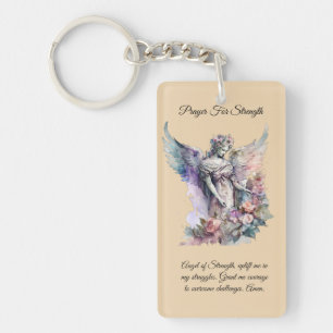 Angel Of Strength Prayer Card Key Ring