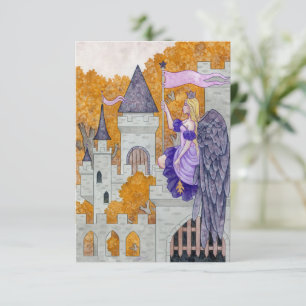 Angel on Castle Fortress Fantasy Art by Holly Durr Thank You Card