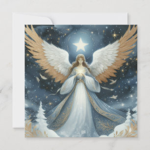 Angel on Christmas night beautiful Holiday Card