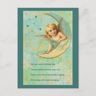 Angel On Crescent Moon Postcard