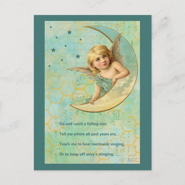 Angel On Crescent Moon Postcard (Front)