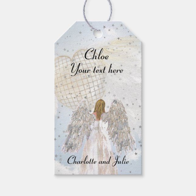 Angel on Gold Stars Gift Tags (Front)
