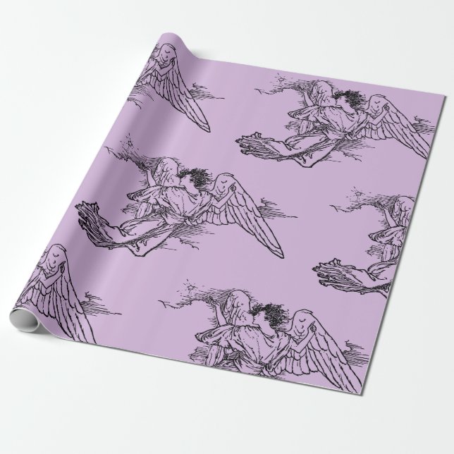 ANGEL ON LAVENDER Wrapping Paper (Unrolled)