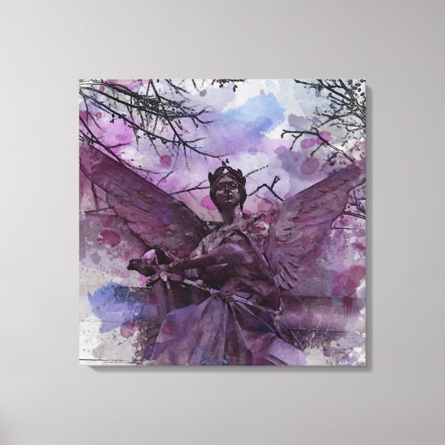Angel Open Wings And Sword Canvas Print (Front)