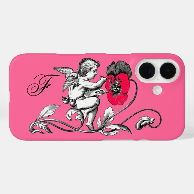 ANGEL PAINTING A PINK FLOWER,MONOGRAM Case-Mate iPhone CASE (Back (Horizontal))