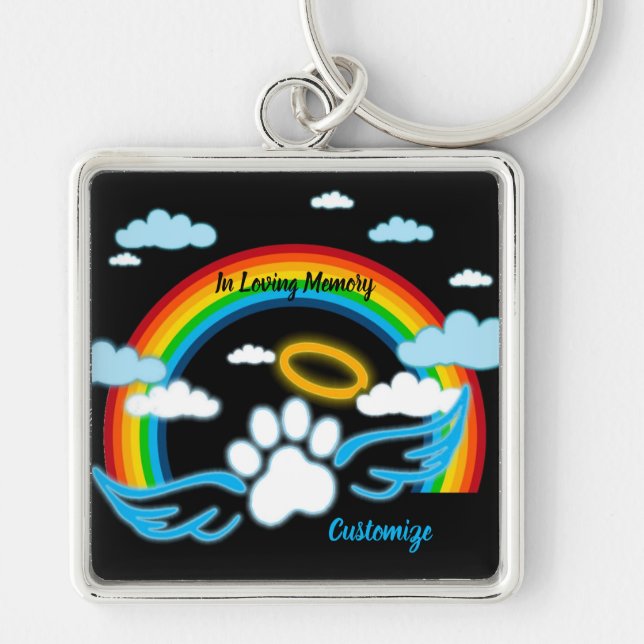 Angel Paws Rainbow Memorial Key Chain (Front)