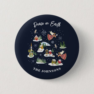Angel Peace on Earth Christmas 6 Cm Round Badge