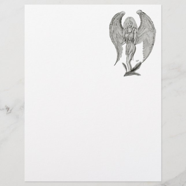 Angel , Pencil Art , black and white design Custom Letterhead (Front)