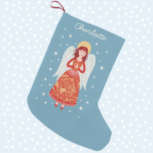 Angel Personalised Small Christmas Stocking