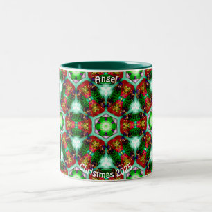 ANGEL~ Personalized Shells for Christmas Fractal ~ Two-Tone Coffee Mug