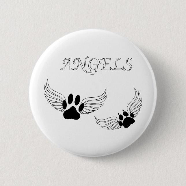 Angel Pet Paws 6 Cm Round Badge (Front)