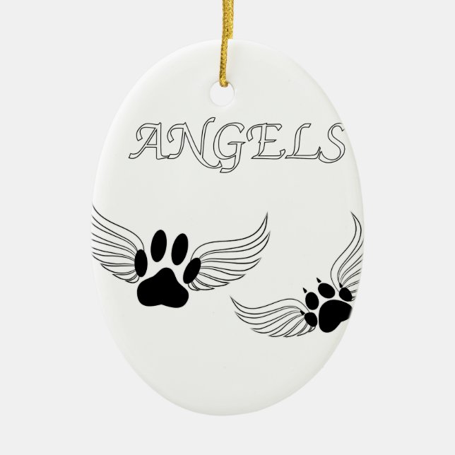 Angel Pet Paws Ceramic Tree Decoration (Front)