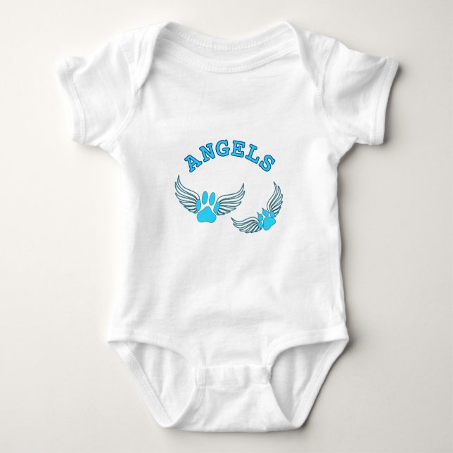 Angel Pet Paws In Blue Baby Bodysuit (Front)
