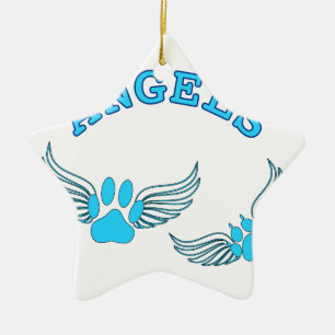 Angel Pet Paws In Blue Ceramic Tree Decoration