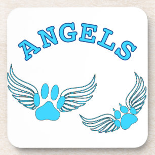 Angel Pet Paws In Blue Coaster