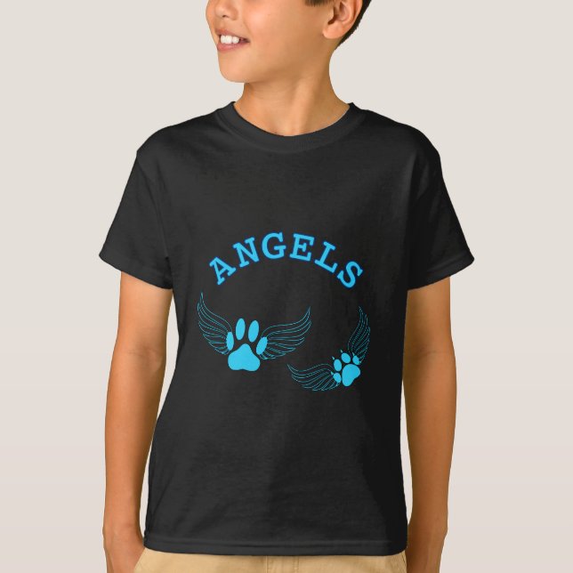 Angel Pet Paws In Blue T-Shirt (Front)
