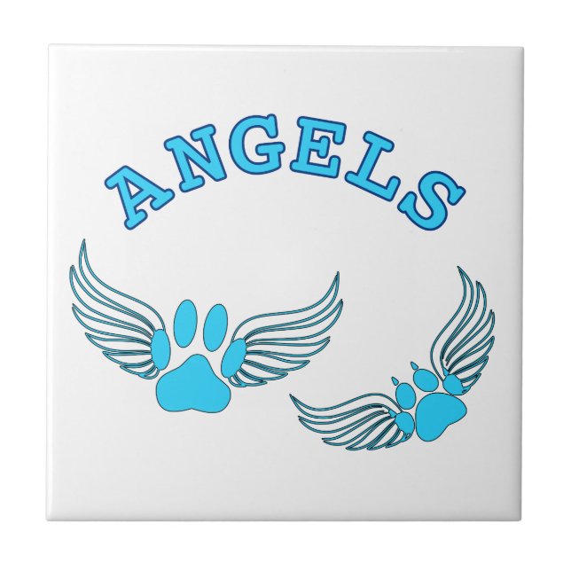 Angel Pet Paws In Blue Tile (Front)