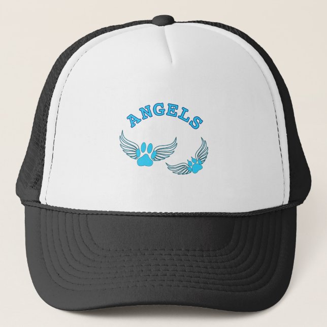Angel Pet Paws In Blue Trucker Hat (Front)