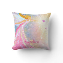 Angel Pink Blue Watercolor Heart Monogram