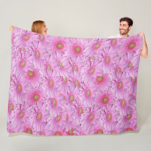 Angel Pink Gerbera Flowers, Large Fleece Blanket