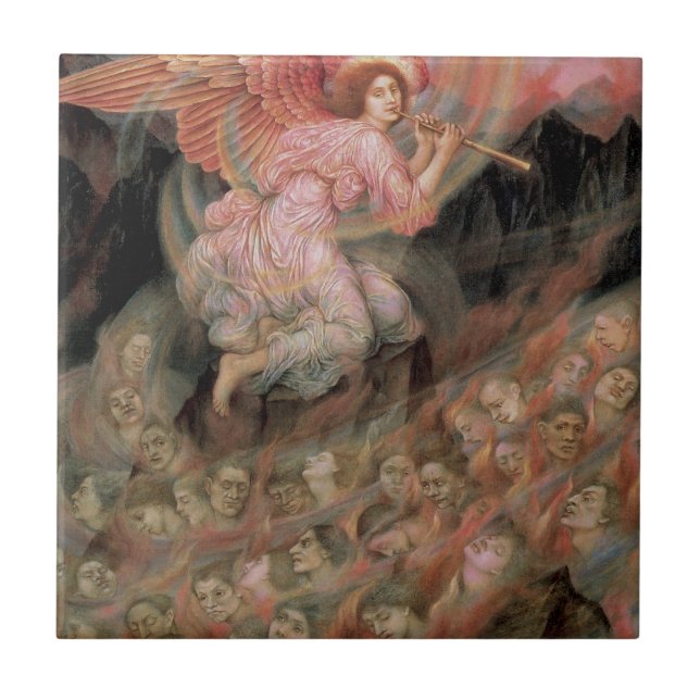 Angel Piping to Souls in Hell by Evelyn De Morgan Tile (Front)