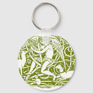 Angel Playing a Harp Key Ring