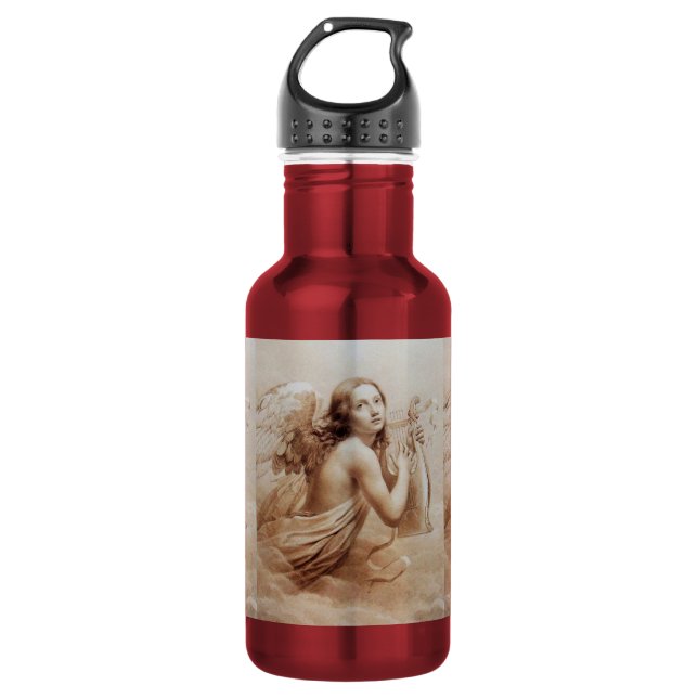 ANGEL PLAYING LYRA OVER THE CLOUDS brown 532 Ml Water Bottle (Front)