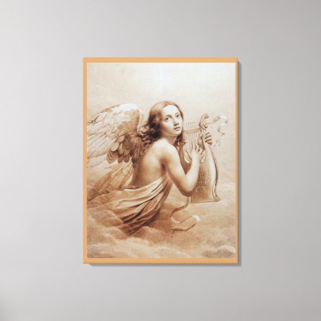 ANGEL PLAYING LYRA OVER THE CLOUDS CANVAS PRINT (Front)