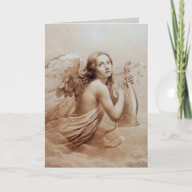 ANGEL PLAYING LYRA OVER THE CLOUDS CARD (Front)