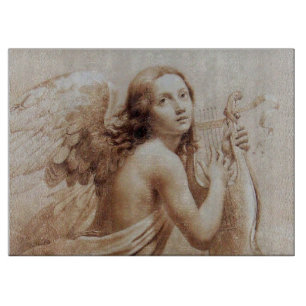 ANGEL PLAYING LYRA OVER THE CLOUDS CUTTING BOARD