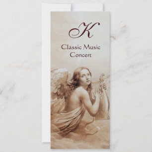 ANGEL PLAYING LYRA OVER THE CLOUDS,Monogram Invitation