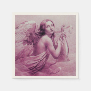 ANGEL PLAYING LYRA OVER THE CLOUDS NAPKIN