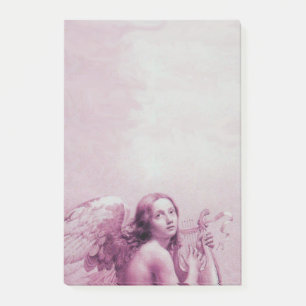 ANGEL PLAYING LYRA OVER THE CLOUDS Pink Post-it Notes