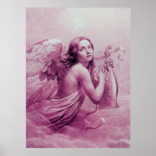 ANGEL PLAYING LYRA OVER THE CLOUDS POSTER