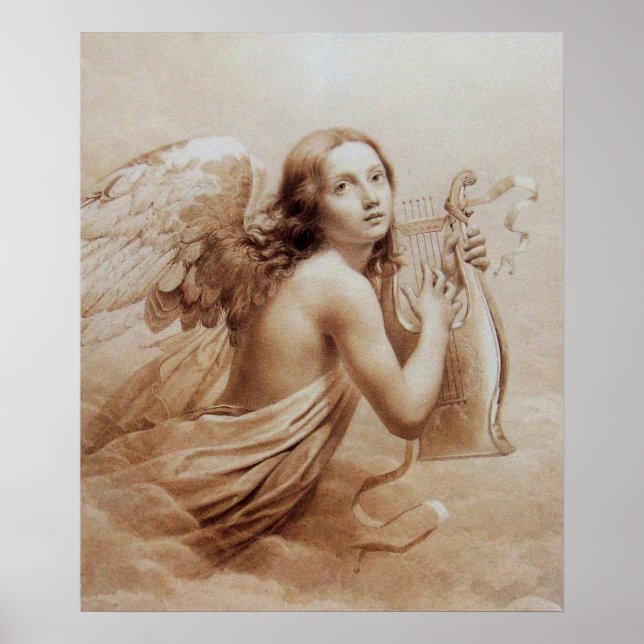 ANGEL PLAYING LYRA OVER THE CLOUDS POSTER (Front)
