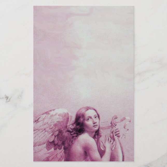ANGEL PLAYING LYRA OVER THE CLOUDS STATIONERY (Front)