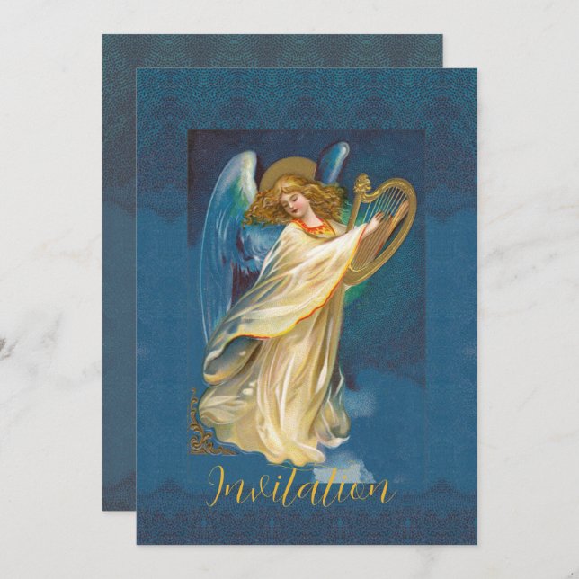 Angel Playing Music On A Harp (Front/Back)