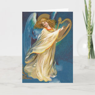Angel Playing Music On A Harp Card
