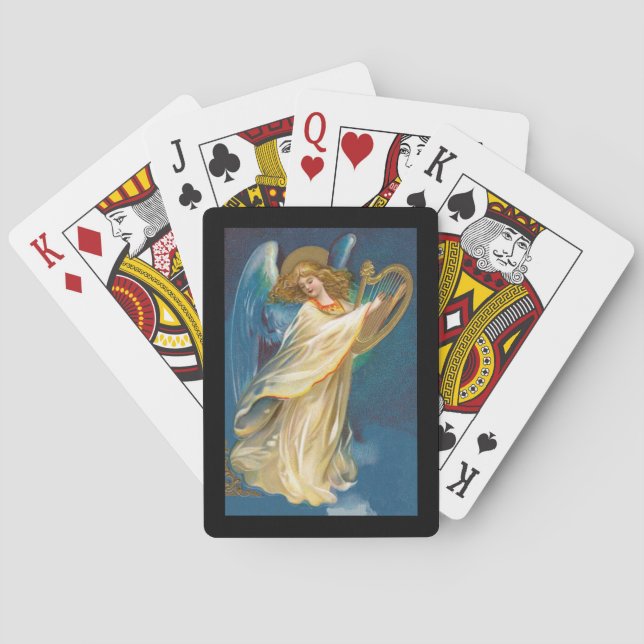 Angel Playing Music On A Harp Cards (Back)