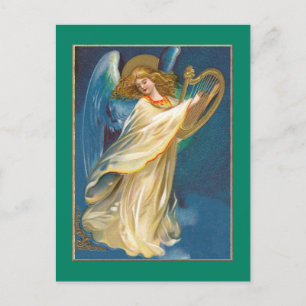 Angel Playing Music On A Harp Postcard