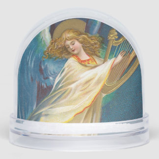 Angel Playing Music On A Harp Snowglobe