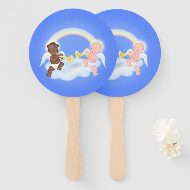 Angel Playing Trumpet Hand Fan (Front and Back)