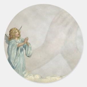 ANGEL PRAYING CLASSIC ROUND STICKER