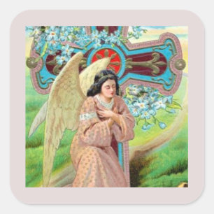 Angel Praying Square Sticker