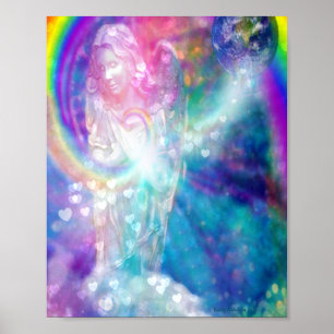 Angel Praying World Peace Beautiful Colourful Art Poster